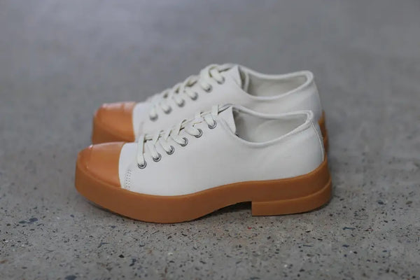 untitlab caramel rubber toe beige canvas shoes SS211401 PU5